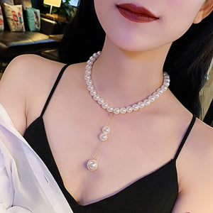 KingDeng Pearl Necklace Choker Women Fashion Temperament Jewelry Romantic Geometric Sexy Long Necklace Accessories Plastic