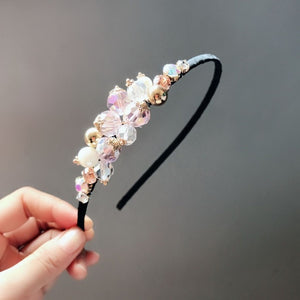 Korean High Quality Big Pearl Rhinestone Headband Flower Vintage Jewelry Festival Hair Accessories for Women Girls