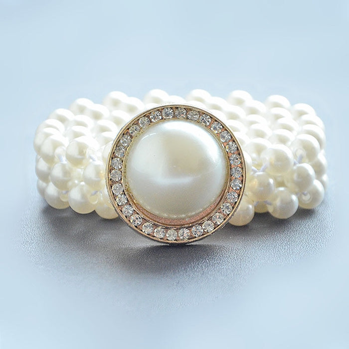 2019 New Fashion Elegant Women Pearl Belt Waist Elastic Buckle Pearl Chain Belts Female Girls Dress Crystal Strap