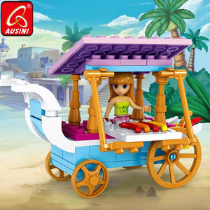 AUSINI Barbecue Trolley Stall Building Blocks Girls Toys for Children Figure Bricks Hot Dog Model Designer Kids Playthings Game