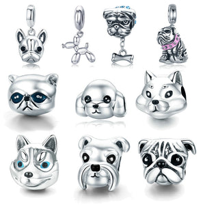 100% 925 Sterling Silver Many types Lovely Dog and Animal Pets Charm fit Original Pandora Bracelet Beads Jewelry