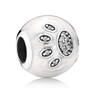 Authentic 925 Sterling Silver Charm Pave Enamel I LOVE MY DOG With Crystal Charms Fit Pandora Bracelet Bangle Jewelry