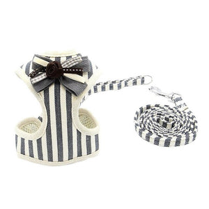 Fashion Striped Vest Chest Strap Small Dog Cat Walking Leads Harness Bow Decoration Pet Puppy Dog Leash Supplies XS-L