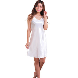 Summer New Women's Sleepwear Female Sexy Spaghetti Strap Nightgown Plus Size XXXL Rayon Nightdress Short Robe Dress Gown