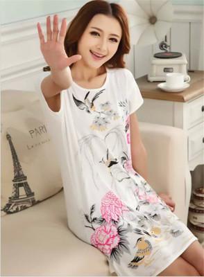 New 2018 Cartoon Women Nightgown Plus Size Lounge Animals Women's Sleepwear Summer Cool Short Sleeve Dress Loose Sleepshirt
