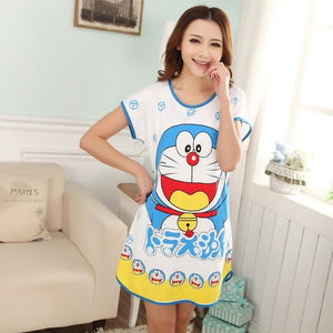 New 2018 Cartoon Women Nightgown Plus Size Lounge Animals Women's Sleepwear Summer Cool Short Sleeve Dress Loose Sleepshirt