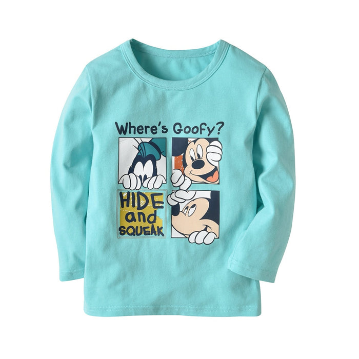 New Kids Toddler Clothes Baby Girls Cartoon Mickey Girls Long Sleeve Blouse T Shirts Casual Tops Tees Children's Clothing