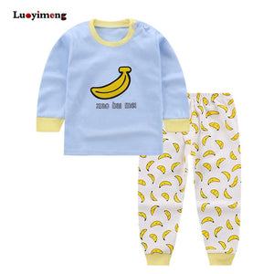 Baby Boys Pajamas Suit Girls Sleepwear Sleep Suits Kids T-shirts Pants Children Pyjama 100% Cotton Tops Trousers Homewear Pijama