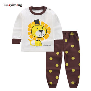 Baby Boys Pajamas Suit Girls Sleepwear Sleep Suits Kids T-shirts Pants Children Pyjama 100% Cotton Tops Trousers Homewear Pijama