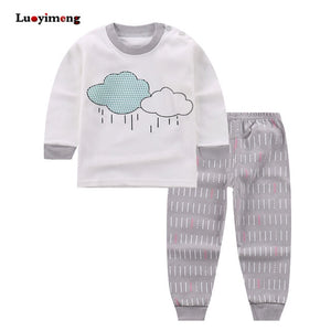Baby Boys Pajamas Suit Girls Sleepwear Sleep Suits Kids T-shirts Pants Children Pyjama 100% Cotton Tops Trousers Homewear Pijama