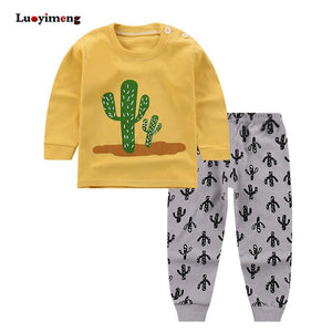 Baby Boys Pajamas Suit Girls Sleepwear Sleep Suits Kids T-shirts Pants Children Pyjama 100% Cotton Tops Trousers Homewear Pijama