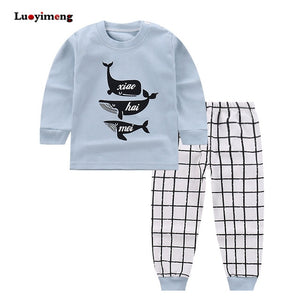 Baby Boys Pajamas Suit Girls Sleepwear Sleep Suits Kids T-shirts Pants Children Pyjama 100% Cotton Tops Trousers Homewear Pijama