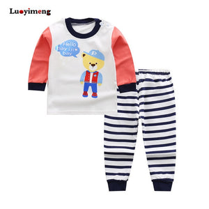 Baby Boys Pajamas Suit Girls Sleepwear Sleep Suits Kids T-shirts Pants Children Pyjama 100% Cotton Tops Trousers Homewear Pijama