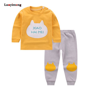 Baby Boys Pajamas Suit Girls Sleepwear Sleep Suits Kids T-shirts Pants Children Pyjama 100% Cotton Tops Trousers Homewear Pijama