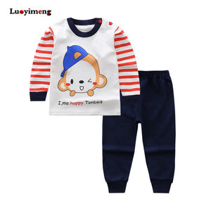 Baby Boys Pajamas Suit Girls Sleepwear Sleep Suits Kids T-shirts Pants Children Pyjama 100% Cotton Tops Trousers Homewear Pijama