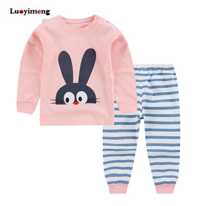 Baby Boys Pajamas Suit Girls Sleepwear Sleep Suits Kids T-shirts Pants Children Pyjama 100% Cotton Tops Trousers Homewear Pijama