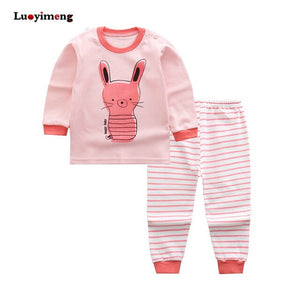 Baby Boys Pajamas Suit Girls Sleepwear Sleep Suits Kids T-shirts Pants Children Pyjama 100% Cotton Tops Trousers Homewear Pijama