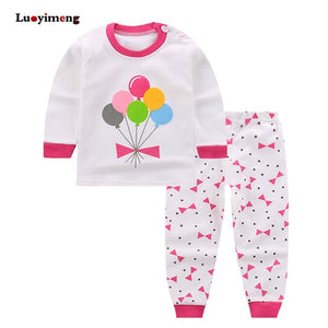 Baby Boys Pajamas Suit Girls Sleepwear Sleep Suits Kids T-shirts Pants Children Pyjama 100% Cotton Tops Trousers Homewear Pijama
