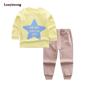 Baby Boys Pajamas Suit Girls Sleepwear Sleep Suits Kids T-shirts Pants Children Pyjama 100% Cotton Tops Trousers Homewear Pijama