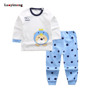 Baby Boys Pajamas Suit Girls Sleepwear Sleep Suits Kids T-shirts Pants Children Pyjama 100% Cotton Tops Trousers Homewear Pijama