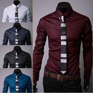 Fashion New Hot Men's Luxury Casual Shirts Slim Fit Shirts Long Sleeve Button Shirts Tops 5 Colors High Quality