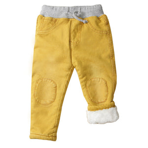 1-6T Autumn Winter Boys Pants Thicken Kids Denim Boy Trousers Toddler Girls Pants Bottom Warm Baby Jeans Children Clothing