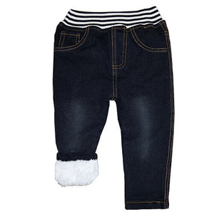 1-6T Autumn Winter Boys Pants Thicken Kids Denim Boy Trousers Toddler Girls Pants Bottom Warm Baby Jeans Children Clothing