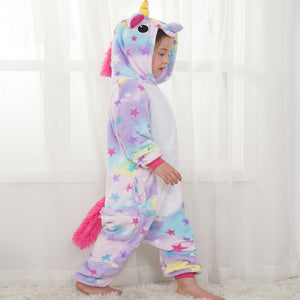 Children Pajamas for Boys Girls Kigurumi Unicorn Pajama Cartoon Sleepwear licorne Coral Fleece Warm pijama de unicornio Inverno