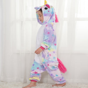 Children Pajamas for Boys Girls Kigurumi Unicorn Pajama Cartoon Sleepwear licorne Coral Fleece Warm pijama de unicornio Inverno