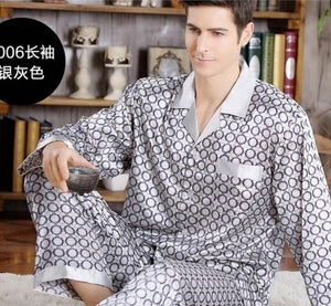Spring Mens Stain Silk Pajama Set Pajamas Men Sleepwear Modern Style Silk Nightgown Home Male Satin Soft Cozy For Sleeping