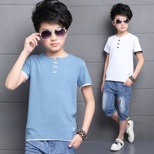 Boy Summer T-shirt Formal Children Fashion England Style Tops 4 5 6 7 8 9 11 12 13 14 Years  Kids Clothes Boys Tops