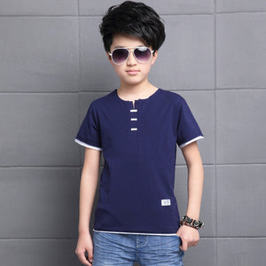 Boy Summer T-shirt Formal Children Fashion England Style Tops 4 5 6 7 8 9 11 12 13 14 Years  Kids Clothes Boys Tops