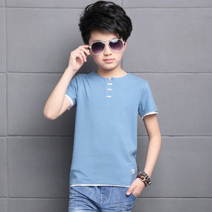 Boy Summer T-shirt Formal Children Fashion England Style Tops 4 5 6 7 8 9 11 12 13 14 Years  Kids Clothes Boys Tops