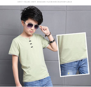 Boy Summer T-shirt Formal Children Fashion England Style Tops 4 5 6 7 8 9 11 12 13 14 Years  Kids Clothes Boys Tops
