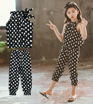 Teens Girls Clothing Sets Summer Formal Pattern Printing Chiffon Tops and Pants Kids Clothing Sets Children Overall Suits