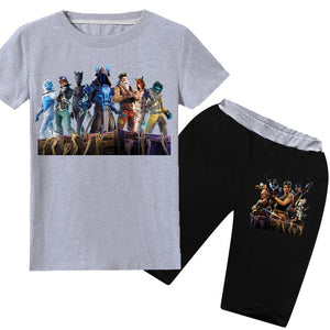 2019 Hot Game Fortnight Kids Sets Clothes Children T Shirt Tops Tees Fortress Night Boys Girls Costume 2 PCS T-shirt+short Pants