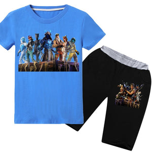 2019 Hot Game Fortnight Kids Sets Clothes Children T Shirt Tops Tees Fortress Night Boys Girls Costume 2 PCS T-shirt+short Pants