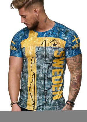 2019 new Sweden letter Man T Shirts Casual Novelty Print T-shirts Short Sleeve Round Neck Brand Tshirts Top Tees