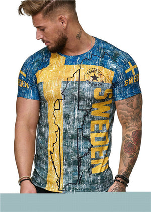 2019 new Sweden letter Man T Shirts Casual Novelty Print T-shirts Short Sleeve Round Neck Brand Tshirts Top Tees