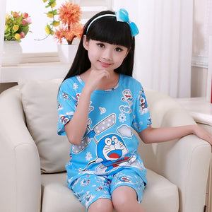 Summer Children Pajamas Short Sleeve Cartoon Kids Catamite Girl Clothes Suit Lovely Children's Pyjamas Boy Sleepwear Home Cloth