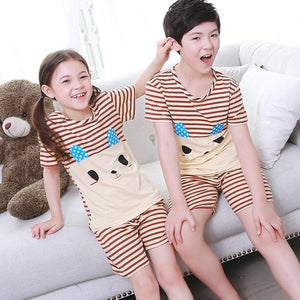 Summer Children Pajamas Short Sleeve Cartoon Kids Catamite Girl Clothes Suit Lovely Children's Pyjamas Boy Sleepwear Home Cloth