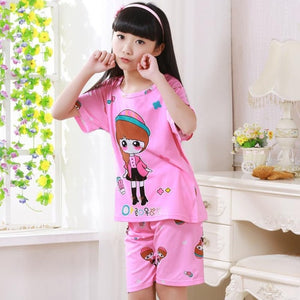 Summer Children Pajamas Short Sleeve Cartoon Kids Catamite Girl Clothes Suit Lovely Children's Pyjamas Boy Sleepwear Home Cloth