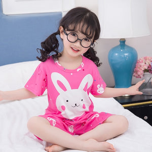 Summer Children Pajamas Short Sleeve Cartoon Kids Catamite Girl Clothes Suit Lovely Children's Pyjamas Boy Sleepwear Home Cloth