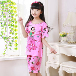 Summer Children Pajamas Short Sleeve Cartoon Kids Catamite Girl Clothes Suit Lovely Children's Pyjamas Boy Sleepwear Home Cloth