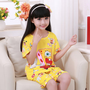 Summer Children Pajamas Short Sleeve Cartoon Kids Catamite Girl Clothes Suit Lovely Children's Pyjamas Boy Sleepwear Home Cloth