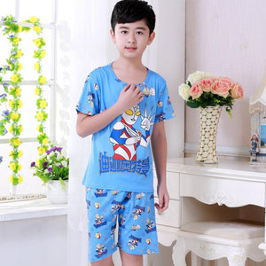 Summer Children Pajamas Short Sleeve Cartoon Kids Catamite Girl Clothes Suit Lovely Children's Pyjamas Boy Sleepwear Home Cloth