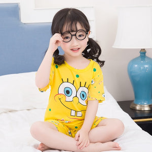 Summer Children Pajamas Short Sleeve Cartoon Kids Catamite Girl Clothes Suit Lovely Children's Pyjamas Boy Sleepwear Home Cloth
