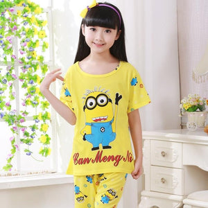 Summer Children Pajamas Short Sleeve Cartoon Kids Catamite Girl Clothes Suit Lovely Children's Pyjamas Boy Sleepwear Home Cloth