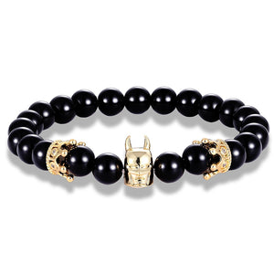 Glamour couple bracelet Batman handmade men's bracelet jewelry double crown accessories natural stone elastic bracelet gift