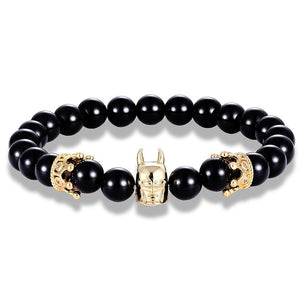 Glamour couple bracelet Batman handmade men's bracelet jewelry double crown accessories natural stone elastic bracelet gift